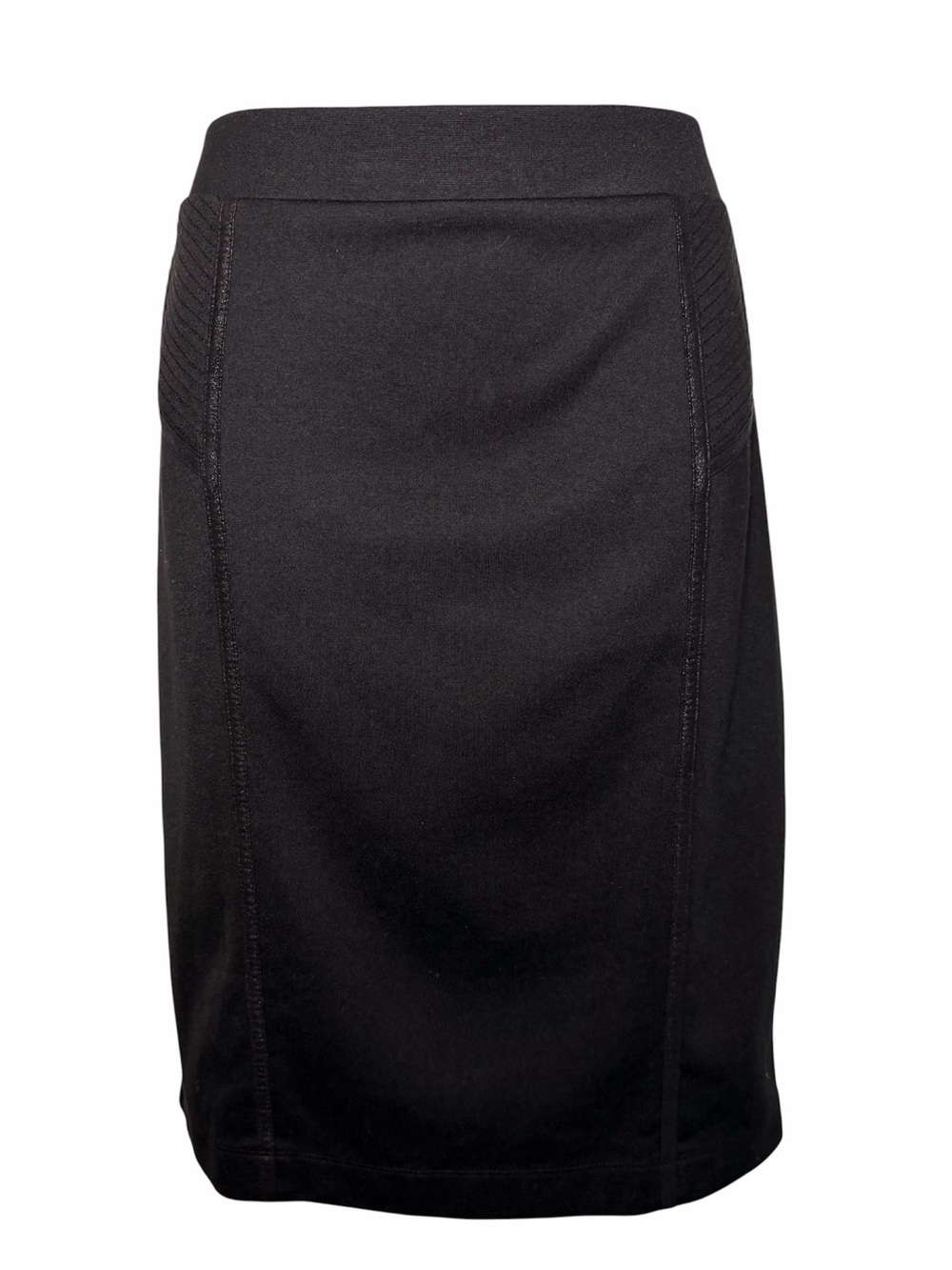 Apt. 9 Black Ponte Knit Pencil Skirt with Faux Leather Trim - Size M